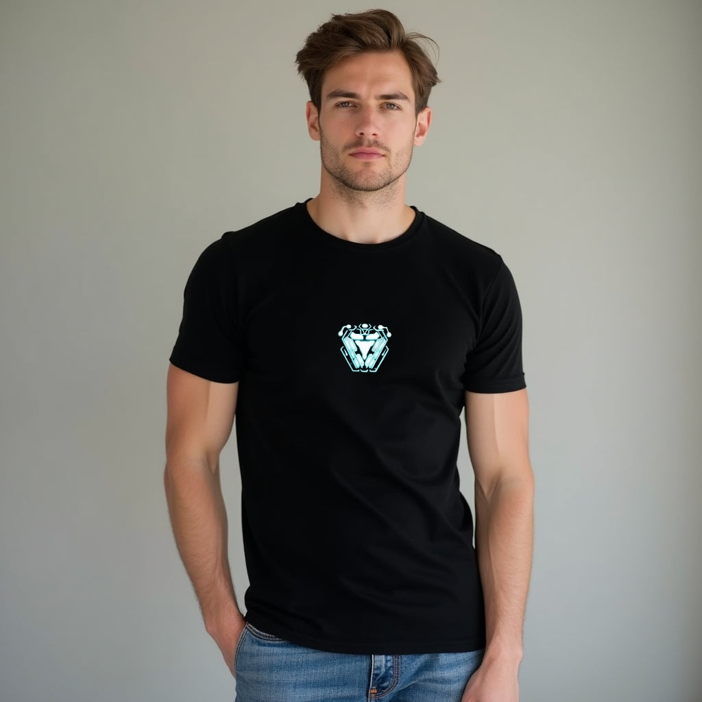 Black Graphic T-Shirt – Futuristic Arc Design