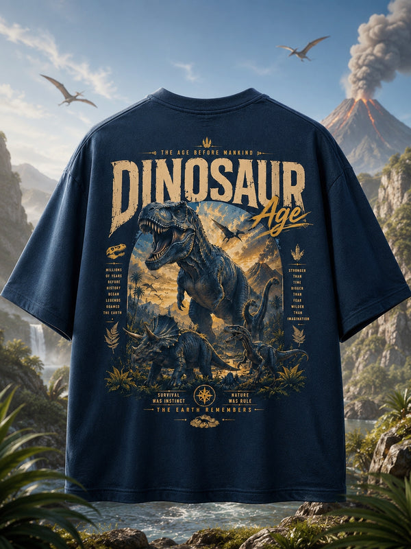 Dinosaur Age Oversized T-Shirt (Navy Blue)