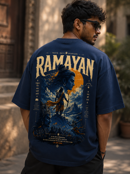 Ramayan Legacy Oversized T-Shirt (Navy Blue)